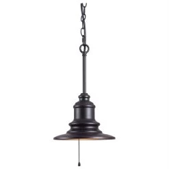 Kenroy Broadcast 1-Light Outdoor Pendant In Blackened Oil Rubbed Bronze