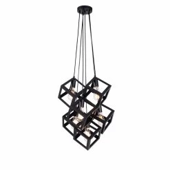 Kenroy Cuboid 6 Light Pendant In Matte Black