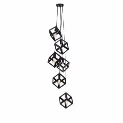 Kenroy Cuboid 6 Light Pendant In Matte Black -Kenroy Store 59773341 4
