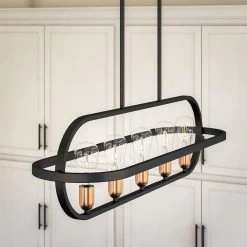 Kenroy Giles 5 Island Light In Black And Antique Brass -Kenroy Store 60456787 3