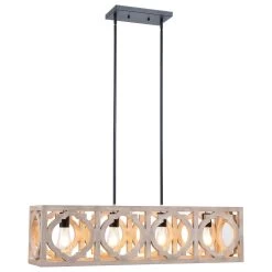 Kenroy Cadmen Square 4-Light Island Light In Black And Weathered White