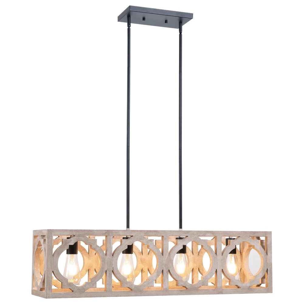 Kenroy Cadmen Square 4-Light Island Light In Black And Weathered White 3 Kenroy Cadmen Square 4-Light Island Light In Black And Weathered White