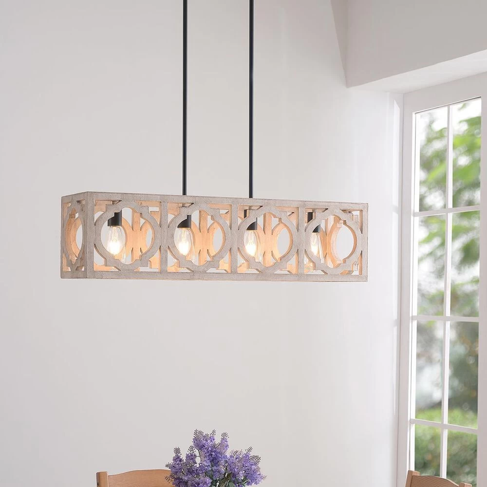 Kenroy Cadmen Square 4-Light Island Light In Black And Weathered White 4 Kenroy Cadmen Square 4-Light Island Light In Black And Weathered White - Image 2