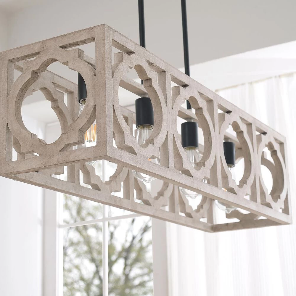 Kenroy Cadmen Square 4-Light Island Light In Black And Weathered White 6 Kenroy Cadmen Square 4-Light Island Light In Black And Weathered White - Image 4