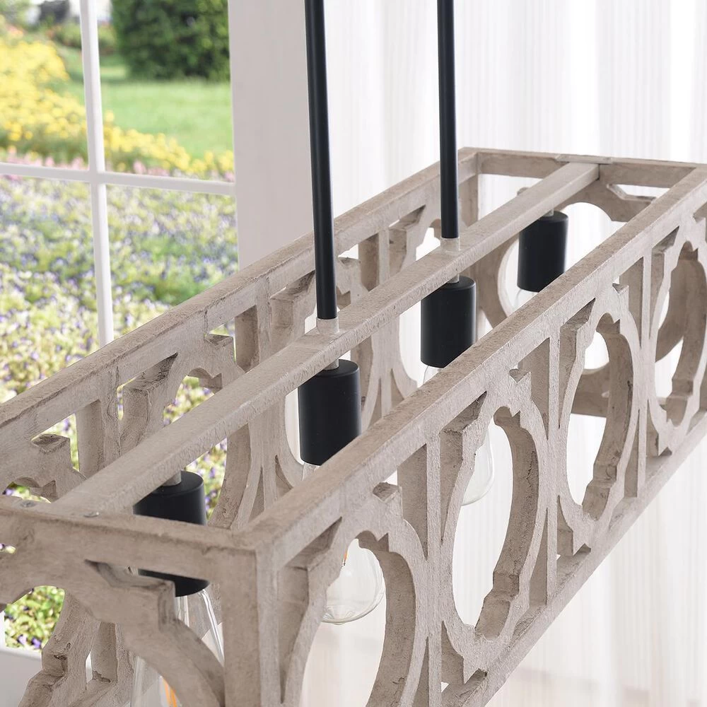 Kenroy Cadmen Square 4-Light Island Light In Black And Weathered White 8 Kenroy Cadmen Square 4-Light Island Light In Black And Weathered White - Image 6