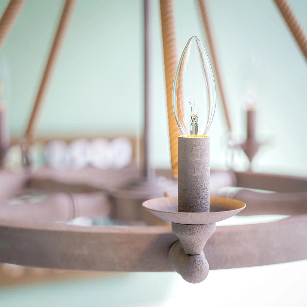 Kenroy Timone 5-Light Chandelier In Weathered White And Rope 5 Kenroy Timone 5-Light Chandelier In Weathered White And Rope - Image 3