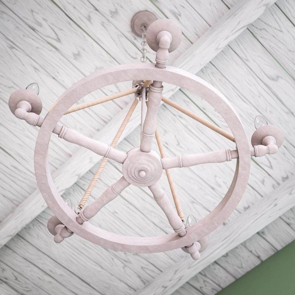 Kenroy Timone 5-Light Chandelier In Weathered White And Rope 7 Kenroy Timone 5-Light Chandelier In Weathered White And Rope - Image 5