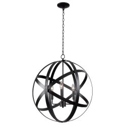Kenroy Global 3-Light Pendant In Black