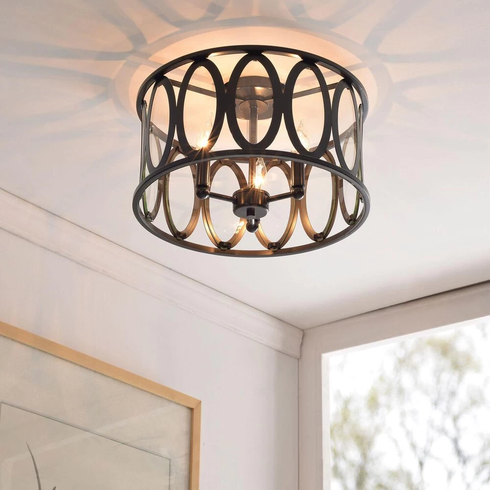 Kenroy Prince 3-Light Flush Mount In Oil Rubbed Bronze 7 Kenroy Prince 3-Light Flush Mount In Oil Rubbed Bronze - Image 5