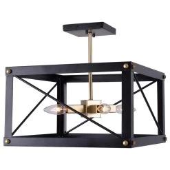 Kenroy Courtney 4-Light Semi Flush In Matte Black And Gold