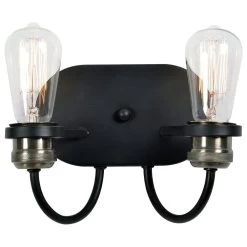 Kenroy Damien 2-Light Wall Sconce In Black