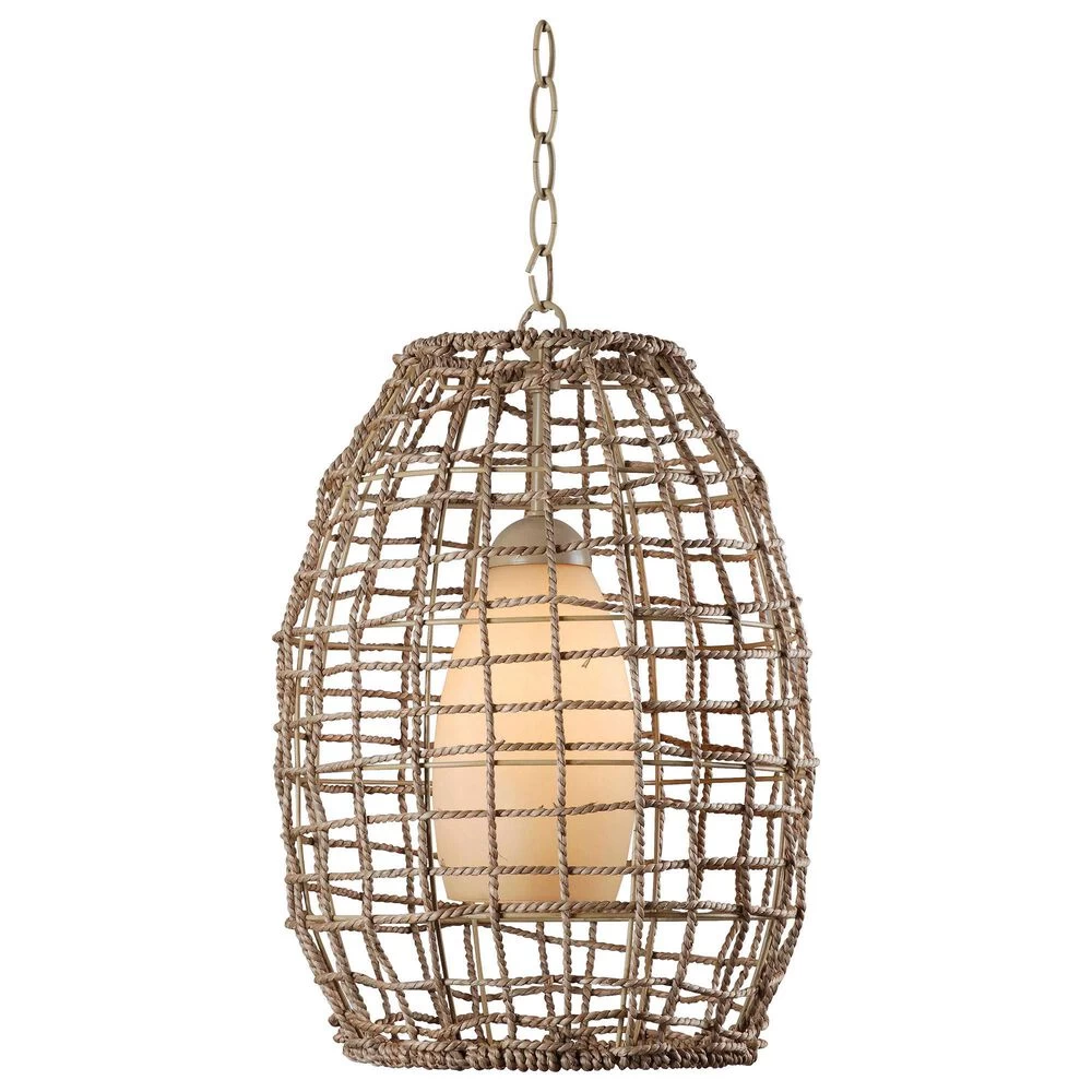 Kenroy Seagrass 1-Light Pendant In Tan 3 Kenroy Seagrass 1-Light Pendant In Tan