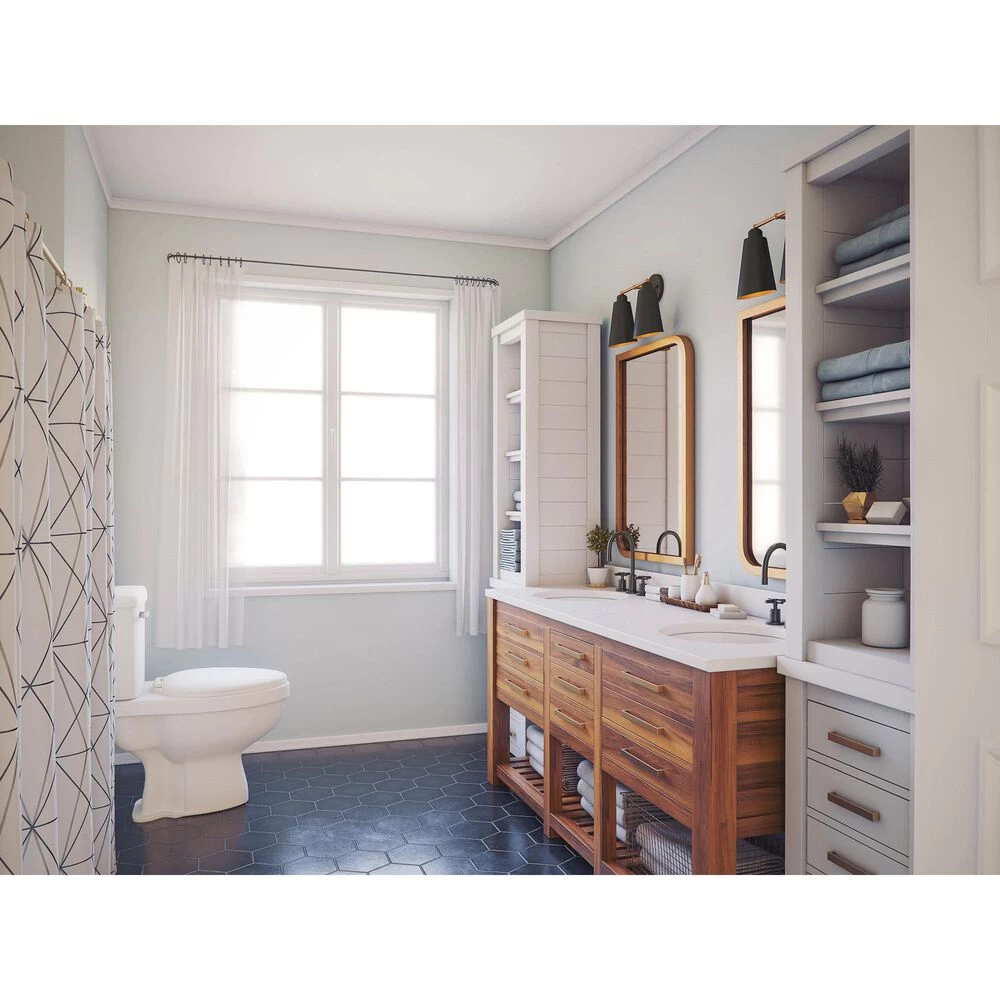 Kenroy Alvar 2-Light Vanity In Matte Black And Antique Brass 8 Kenroy Alvar 2-Light Vanity In Matte Black And Antique Brass - Image 6