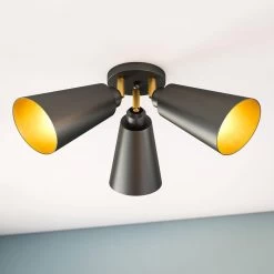 Kenroy Alvar 3-Light Flush Mount In Matte Black And Gold -Kenroy Store 63691687 4