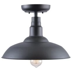 Kenroy Dale 1-Light Large Patio Semi-Flush In Sand Black
