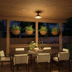 Kenroy Dale 1-Light Large Patio Semi-Flush In Sand Black -Kenroy Store 63691976 7