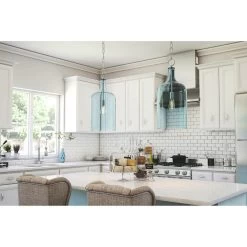 Kenroy Capri 1-Light Pendant With Painted Light Blue Glass Shade In Chrome -Kenroy Store 63692123 6