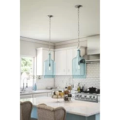 Kenroy Capri 1-Light Pendant With Painted Light Blue Glass Shade In Chrome -Kenroy Store 63692123 7