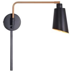 Kenroy Alvar Wall Swing Arm Lamp In Matte Black And Gold