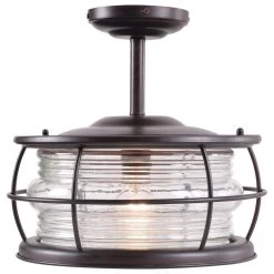 Kenroy Beacon 1-Light Semi Flush In Blackened Gilded Copper