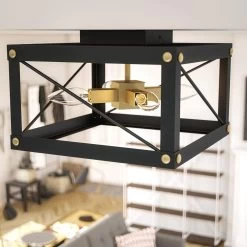 Kenroy Courtney 4-Light Flush Mount In Black And Gold -Kenroy Store 63693113 4
