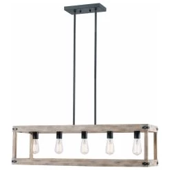Kenroy Swanson 5-Light Island Light In Distressed White, Graphite And Black