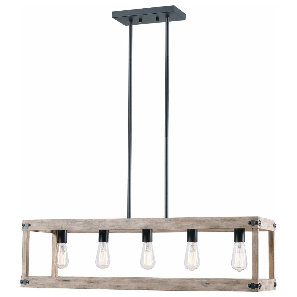 Kenroy Swanson 5-Light Island Light In Distressed White, Graphite And Black 3 Kenroy Swanson 5-Light Island Light In Distressed White, Graphite And Black