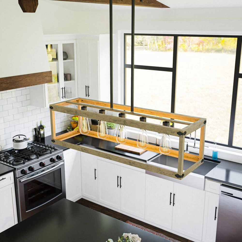 Kenroy Swanson 5-Light Island Light In Distressed White, Graphite And Black 4 Kenroy Swanson 5-Light Island Light In Distressed White, Graphite And Black - Image 2