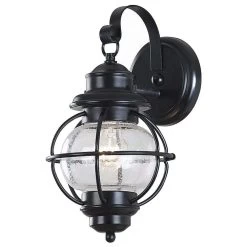 Kenroy Hatteras 1-Light Small Outdoor Wall Lantern In Black