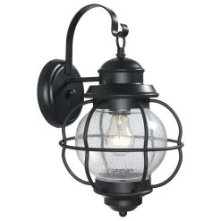 Kenroy Hatteras 1-Light Medium Outdoor Wall Lantern In Black