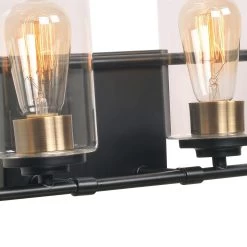 Kenroy Carleigh 4-Light Vanity In Matte Black And Antique Brass -Kenroy Store 63694400 3