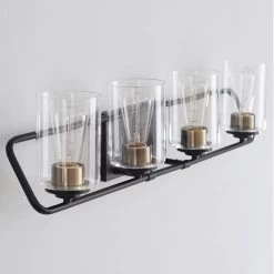 Kenroy Carleigh 4-Light Vanity In Matte Black And Antique Brass -Kenroy Store 63694400 4