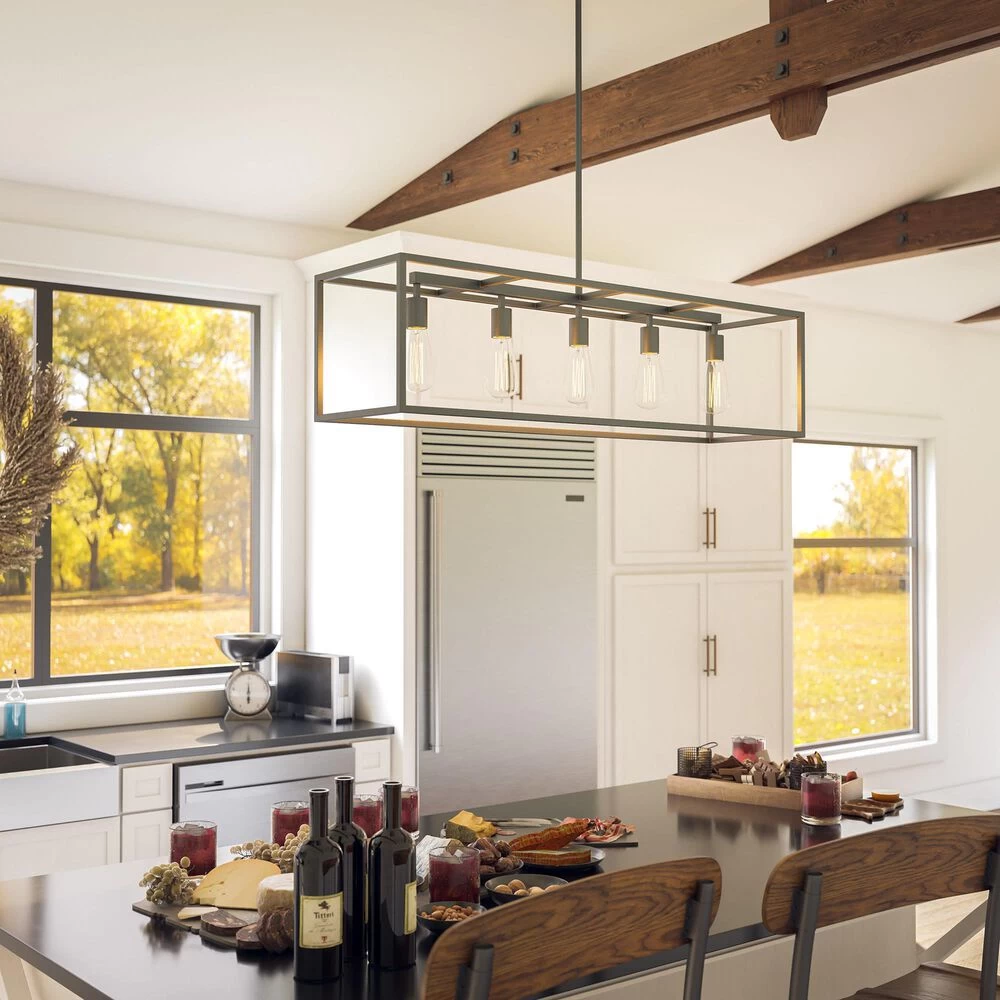 Kenroy Cubed 5-Light Island Light In Graphite 7 Kenroy Cubed 5-Light Island Light In Graphite - Image 5