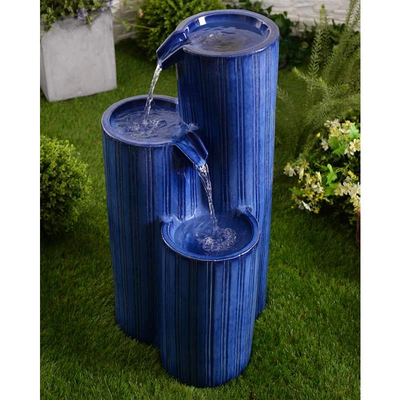 Antiguo 30" High Blue Ceramic Cascading Floor Fountain 5 Antiguo 30" High Blue Ceramic Cascading Floor Fountain - Image 3