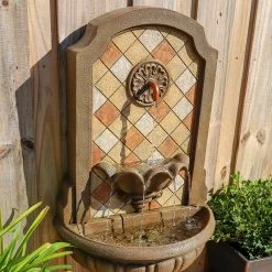 Armando 42 3/4" High Mosaic Patio Wall Fountain With Light -Kenroy Store armando 42 and three quarter inch high mosaic patio wall fountain with light 78e80views1