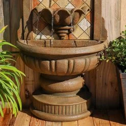 Armando 42 3/4" High Mosaic Patio Wall Fountain With Light -Kenroy Store armando 42 and three quarter inch high mosaic patio wall fountain with light 78e80views2