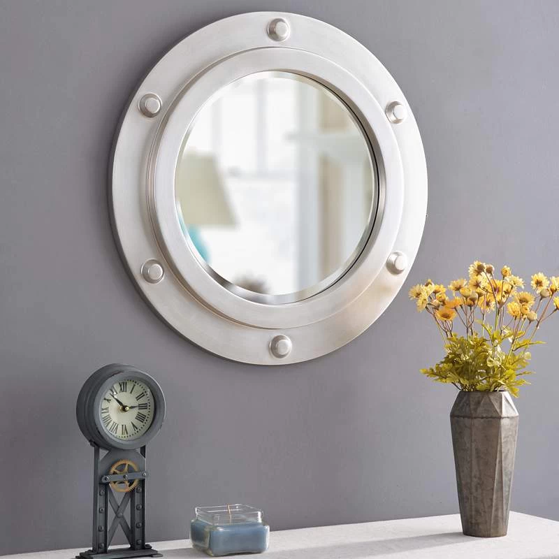 Beach Head Weathered Steel 24" Round Wall Mirror 3 Beach Head Weathered Steel 24" Round Wall Mirror