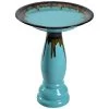 Brandy 22" High Teal Blue Ceramic Garden Birdbath