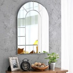Finestra Window Silver 23 3/4" X 35 1/2" Arch Wall Mirror -Kenroy Store finestra window silver 23 and three quarter inch x 35 and one half inch arch wall mirror 62f34views1
