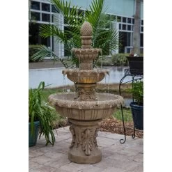 Ibiza 45" High 3-Tiered Sandstone Garden Fountain With Light 11 Ibiza 45" High 3-Tiered Sandstone Garden Fountain With Light -Kenroy Store ibiza 45 inch high 3 tiered sandstone garden fountain with light 66h82views2
