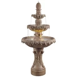 Ibiza 62" High Sandstone 3-Tier LED Outdoor Floor Fountain