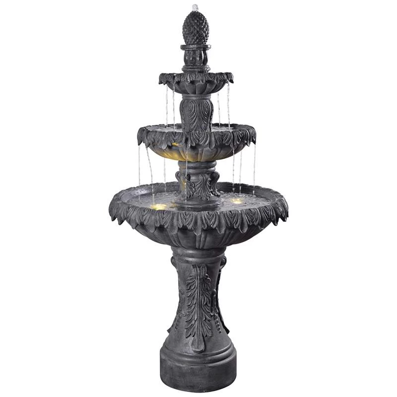 Ibiza 62" High Zinc 3-Tier LED Outdoor Floor Water Fountain 3 Ibiza 62" High Zinc 3-Tier LED Outdoor Floor Water Fountain