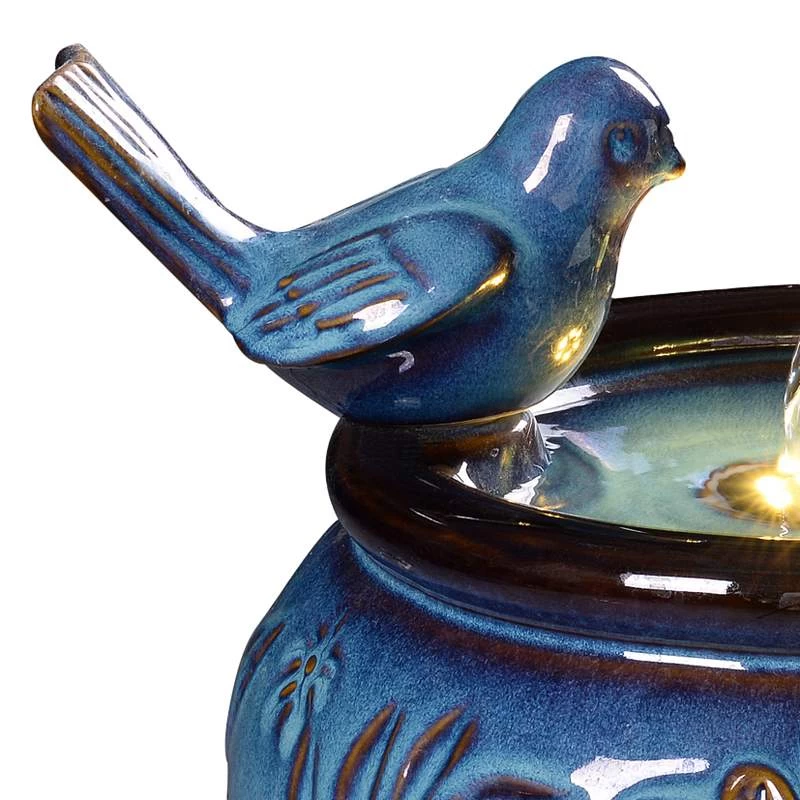 Kenroy Home Bird And Flowers 10 1/4" High Blue LED Tabletop Fountain 5 Kenroy Home Bird And Flowers 10 1/4" High Blue LED Tabletop Fountain - Image 3
