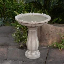 Kenroy Home Frost 22" High Light Stone Outdoor Bird Bath