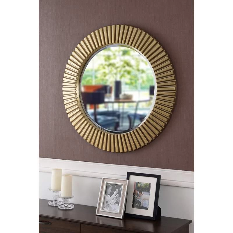 Kenroy Home North Antique Brass 34" Round Wall Mirror 3 Kenroy Home North Antique Brass 34" Round Wall Mirror