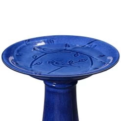 Kenroy Home Otaki 21 1/2"H Blue Ceramic Outdoor Bird Bath -Kenroy Store kenroy home otaki 21 and one half inchh blue ceramic outdoor bird bath 863h0views1