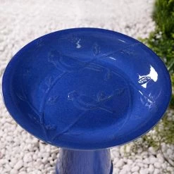 Kenroy Home Otaki 21 1/2"H Blue Ceramic Outdoor Bird Bath -Kenroy Store kenroy home otaki 21 and one half inchh blue ceramic outdoor bird bath 863h0views3