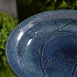 Kenroy Home Otaki 21 1/2"H Teal Ceramic Outdoor Bird Bath -Kenroy Store kenroy home otaki 21 and one half inchh teal ceramic outdoor bird bath 85a38views4