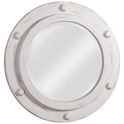 Kenroy Home Portside Distressed White 24" Round Wall Mirror