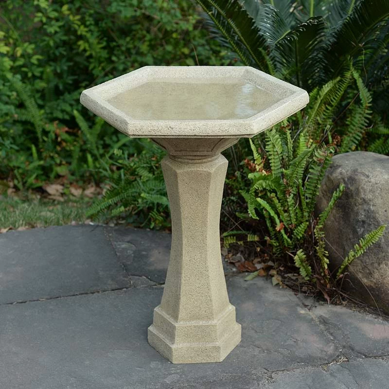 Kenroy Home Riviera 22" High Sandstone Outdoor Bird Bath 3 Kenroy Home Riviera 22" High Sandstone Outdoor Bird Bath